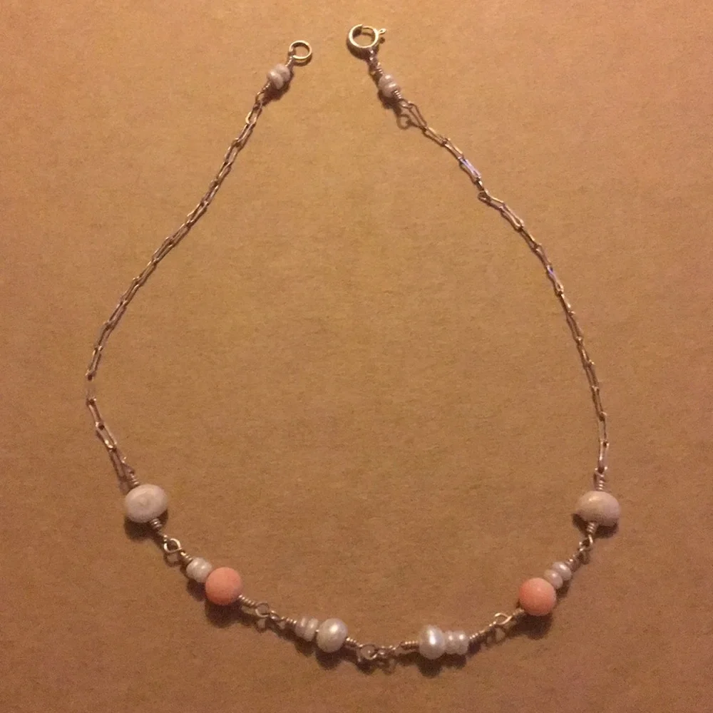 Vintage baby Sterling 925 natural  pearl necklace